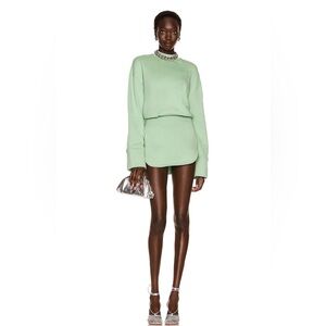 THE ATTICO Mint Green Cotton Long Sleeve 'Palmer' Mini Dress XS